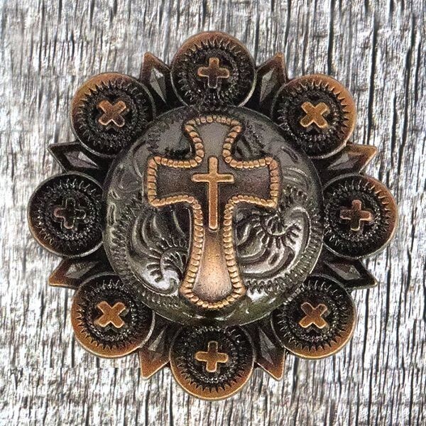 Western Christian Cross Antique Copper Finish Concho CON932-A-AC