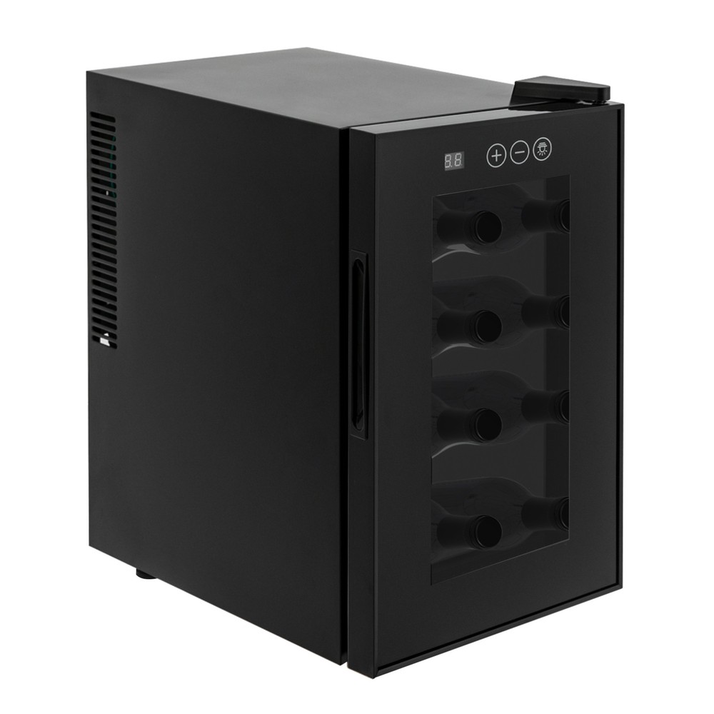 8-Bottle Wine Cooler Compact Mini Fridge Smart Temp Control LED Blue Lighting
