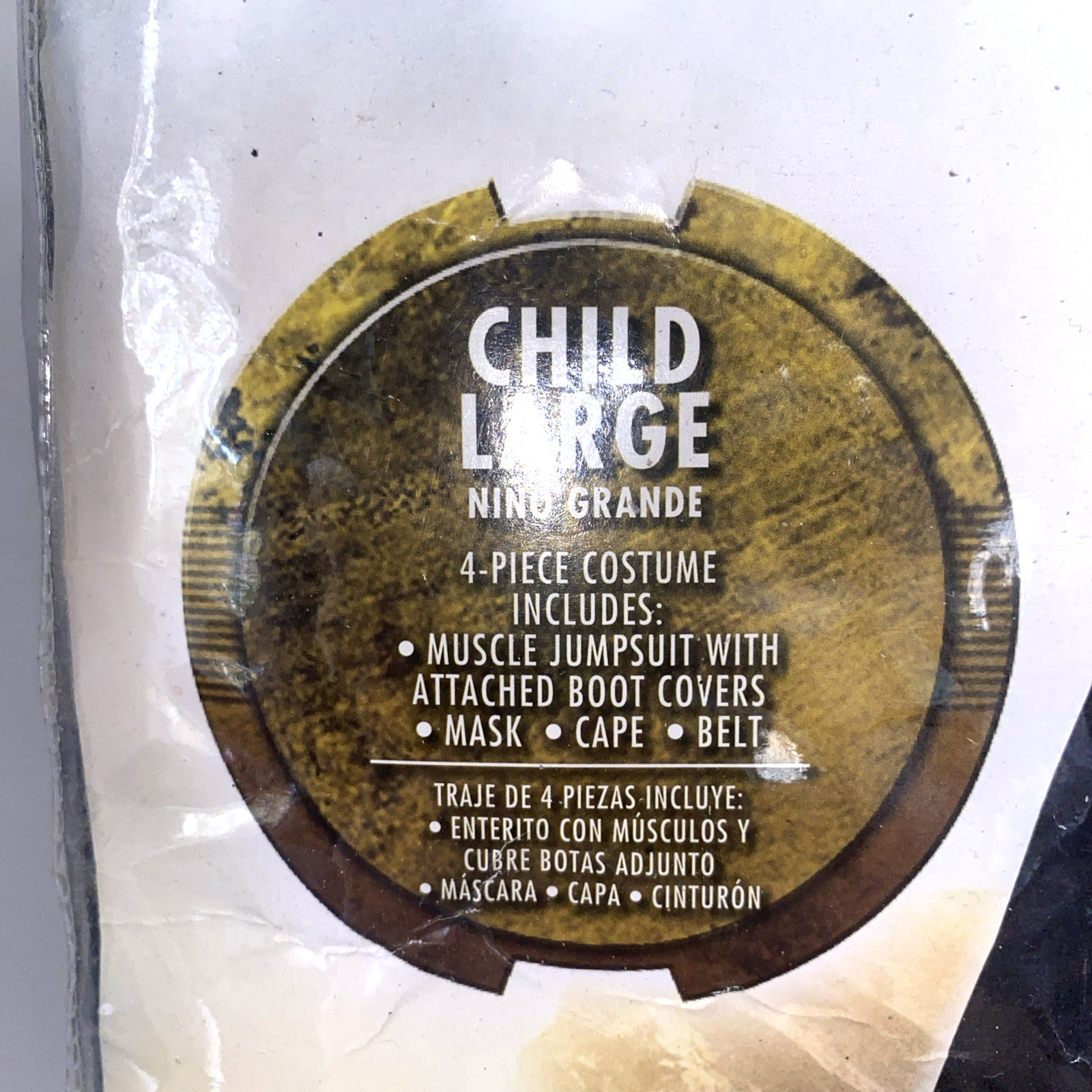 Justice League 4 Piece BATMAN Muscle Jump Suit Costume Size Child Large 12/14