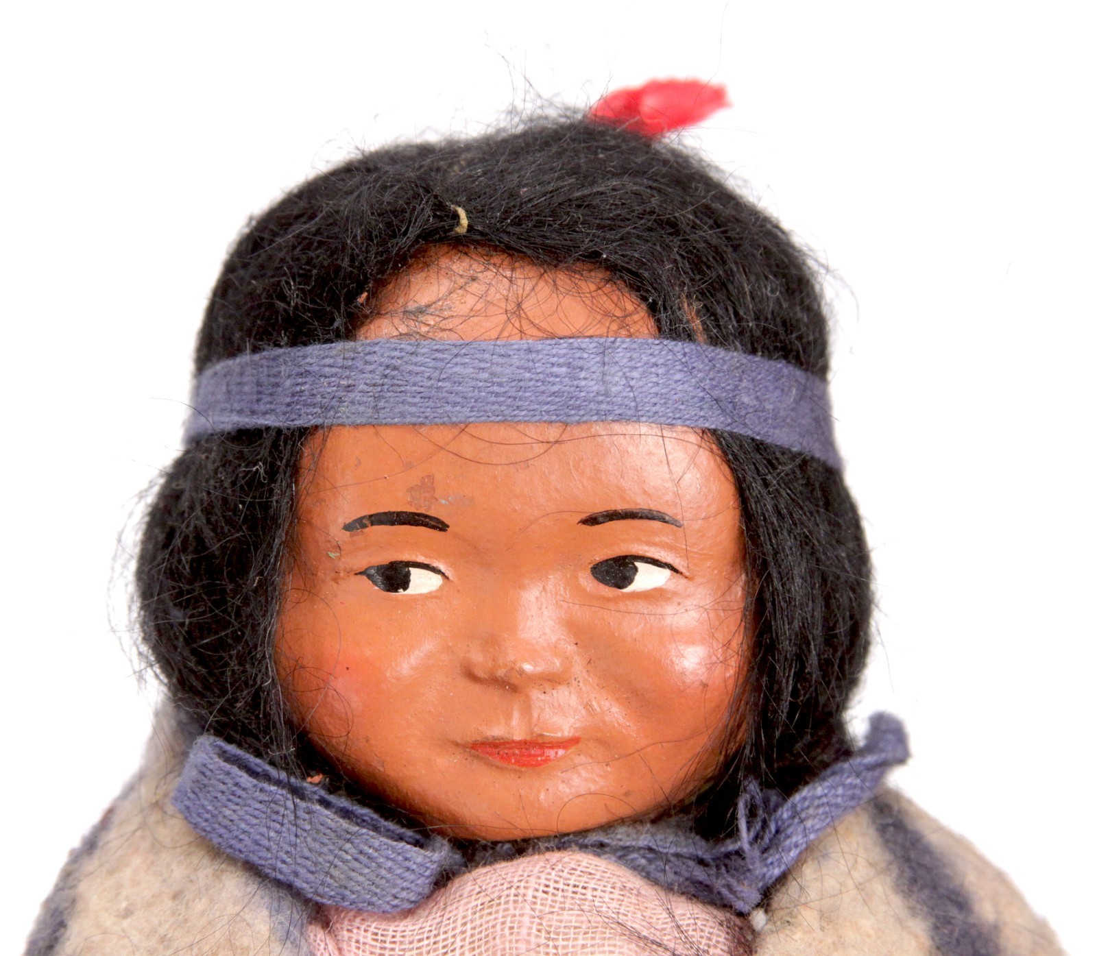 Antique Handmade Native American Navajo Skookum Bully Doll Wrapped in Blanket