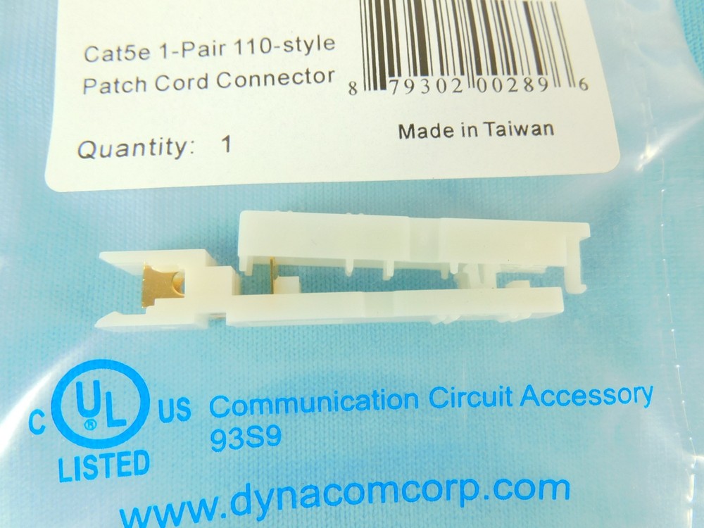 Cat5e 1-Pair 110-Style Patch Cord Connector 110-PCC-1 Dynacom