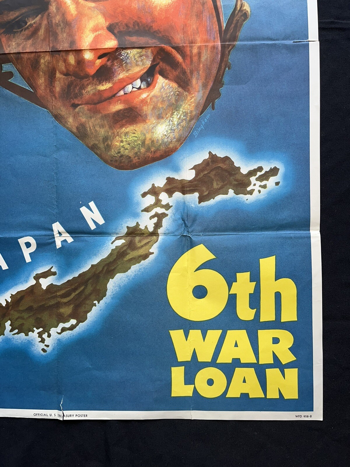 Vintage WWII War Large Poster - JAPAN You’re Next! 6th War Loan - 28-1/2”x40”