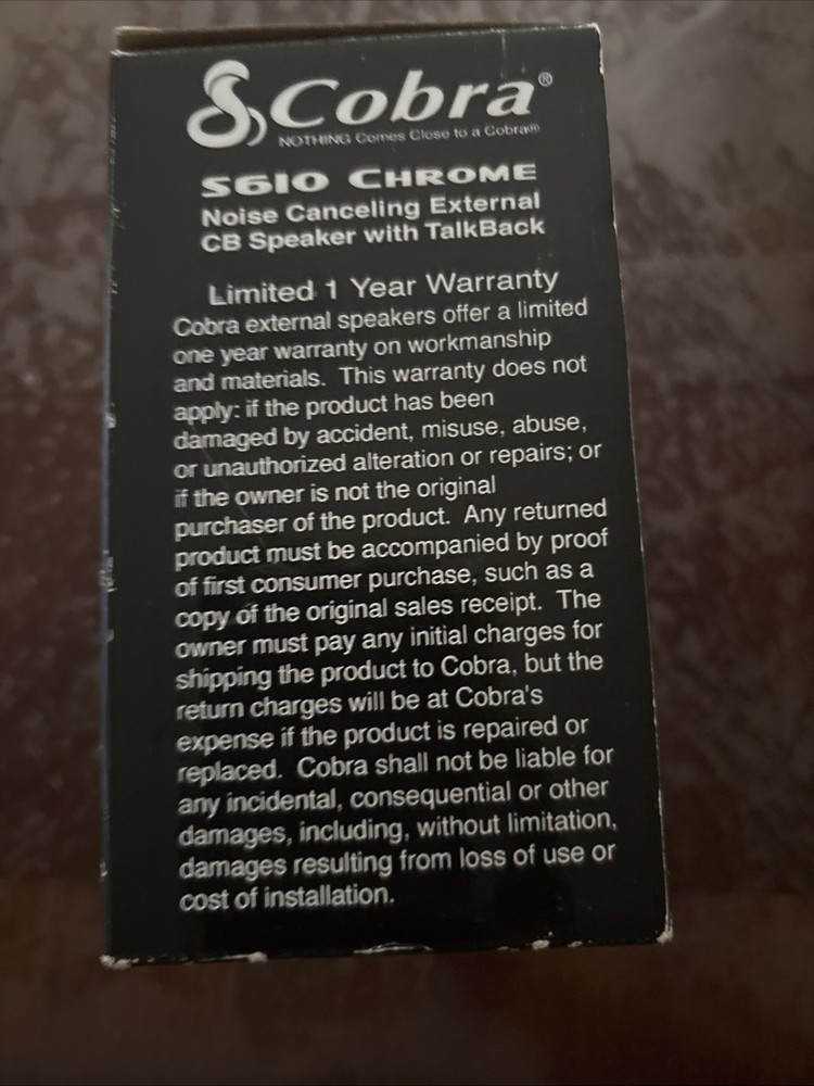 Cobra S610 Chrome Noise Canceling External CB Speaker With Talkback Function