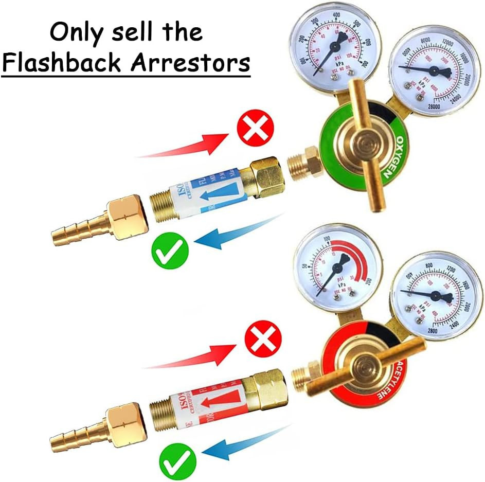 Oxygen & Acetylene Flashback Arrestors Set for Regulator 9/16-18 Thread