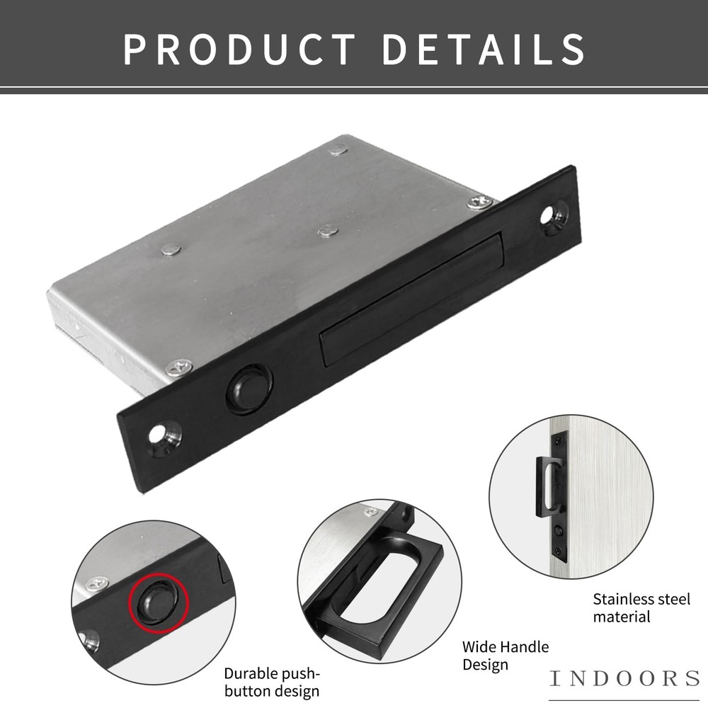 Recessed Finger Flush Pull Sliding Door Handle Edge Pull 7" Black