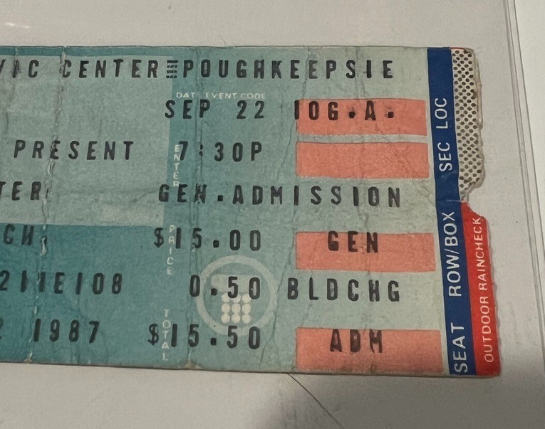TWISTED SISTER CONCERT TICKET STUB Poughkeepsie NY September 22, 1987