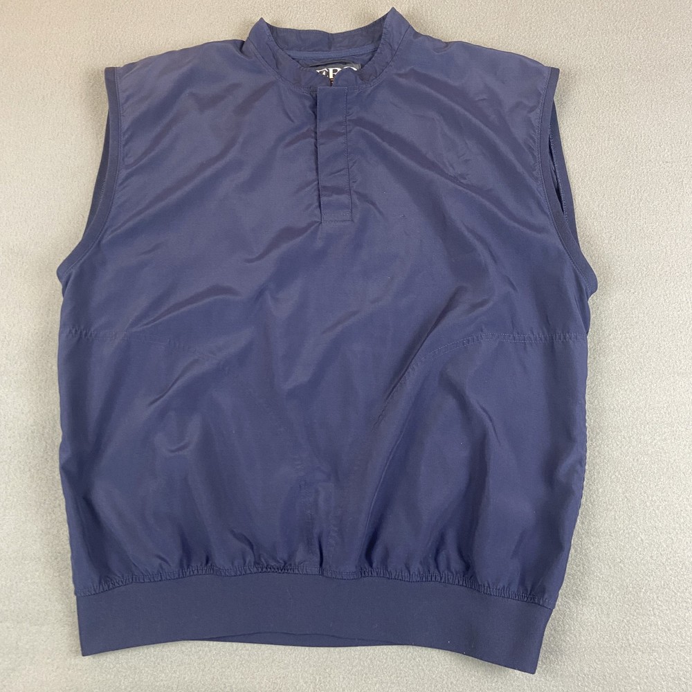 Zero Restriction Jacket Men Large Blue Golf Windbreaker Sleeveless Snap Pullover