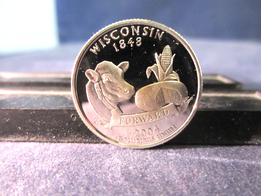 2004-S Wisconsin Silver Quarter Deep Cameo Mirror Proof Upper Grading Range-