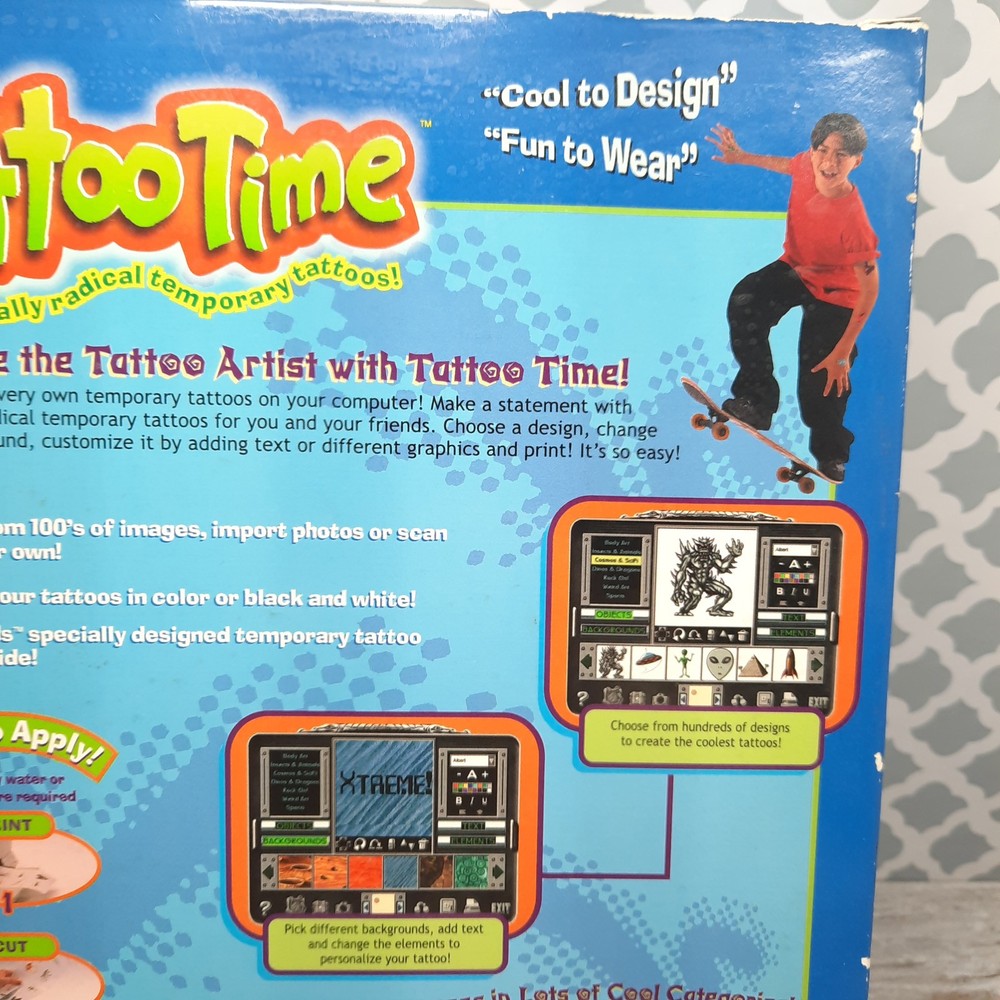 Vintage Tattoo Time Create and Print Temporary Tattoos Software Win 95/98