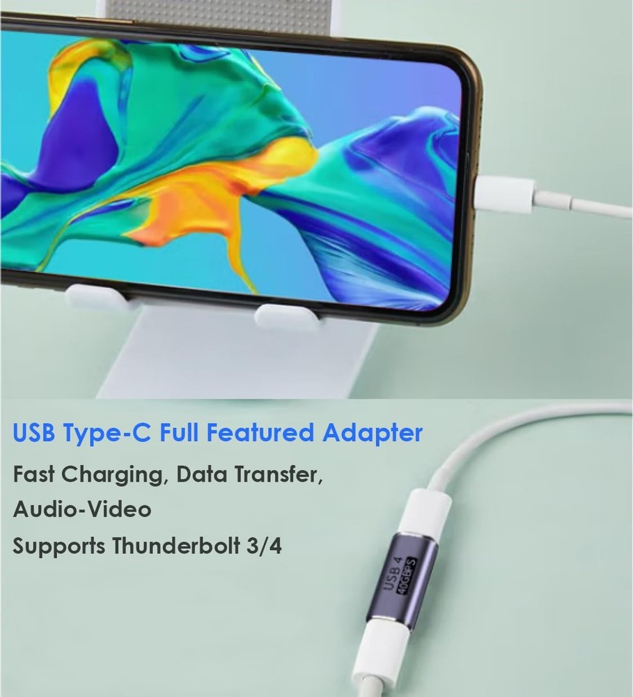 USB C Female to Adapter, C Coupler, Type C Cable Extender Gray