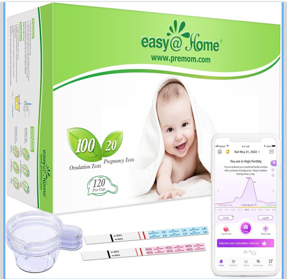 Easy@Home 100 Ovulation Tests and 20 Pregnancy Test Strips