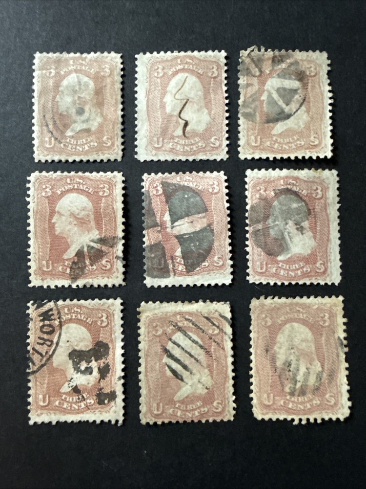 US Scott #65 X 9 Some Fancy Cancels
