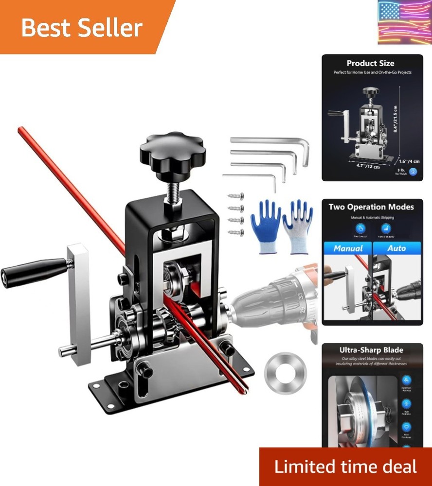 Drill-Powered Wire Stripper Machine 0.06"-1" for Scrap Copper Cable