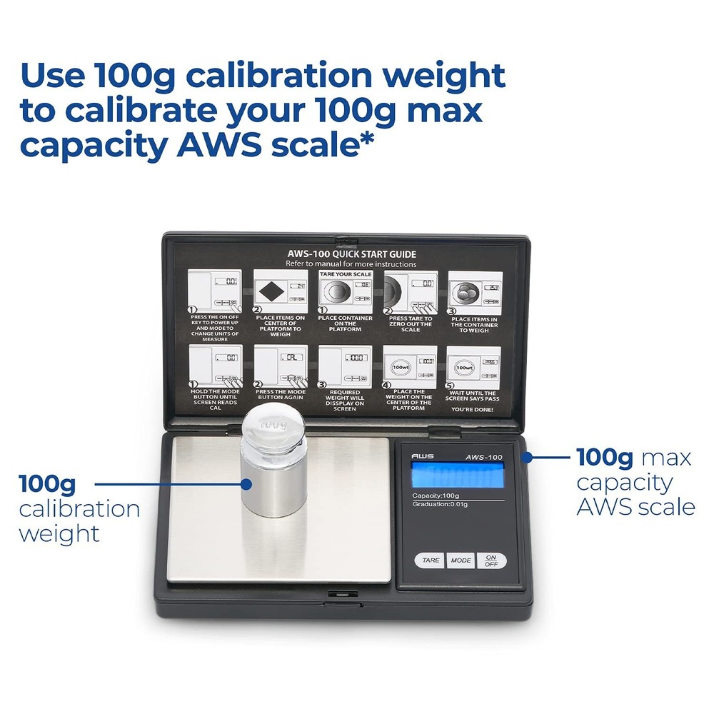 100 grams Calibration Weight Digital Scale Solid Stainless Steel Chrome Finish
