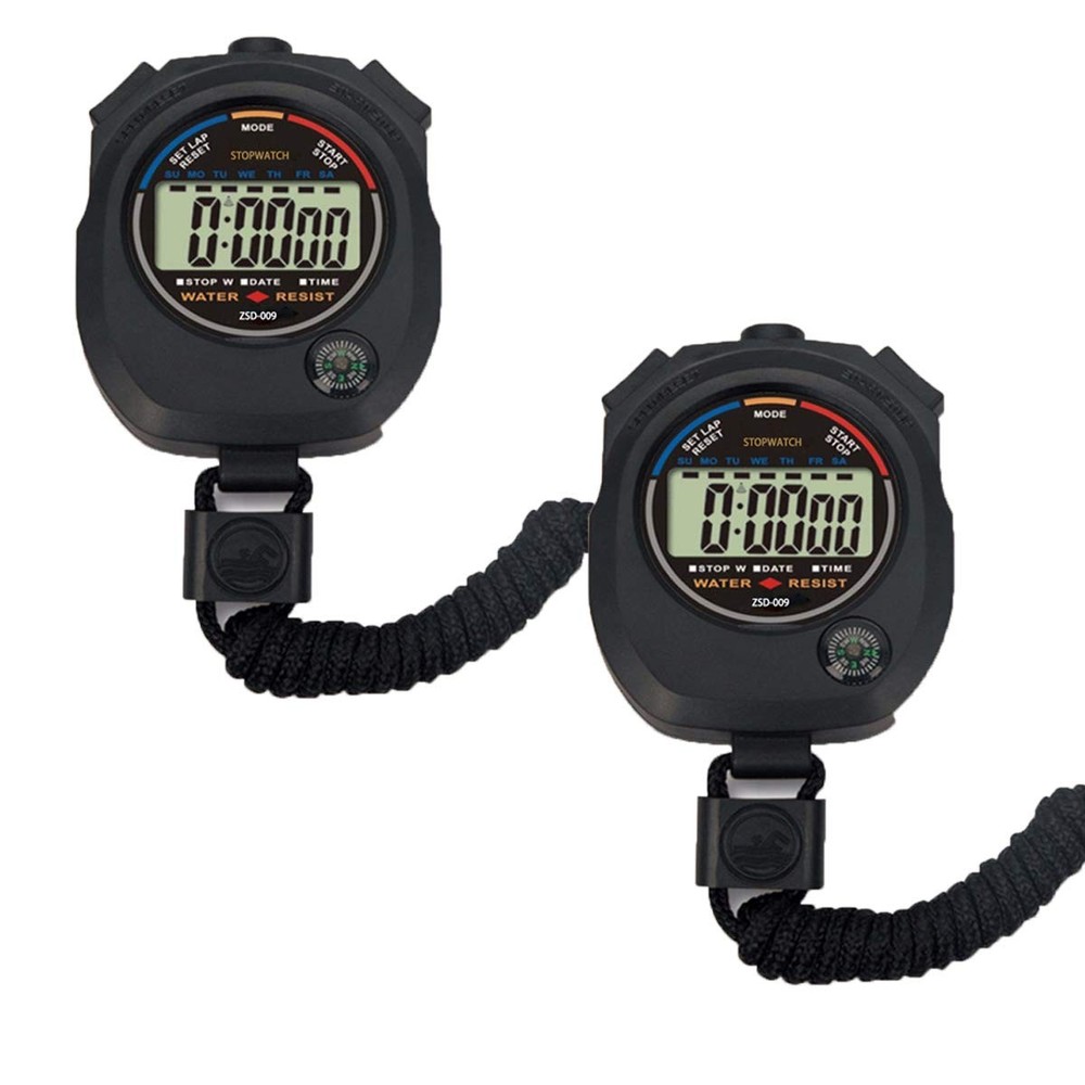 Pgzsy 2 Pack Multi-Function Electronic Digital Sport Stopwatch Timer, Black
