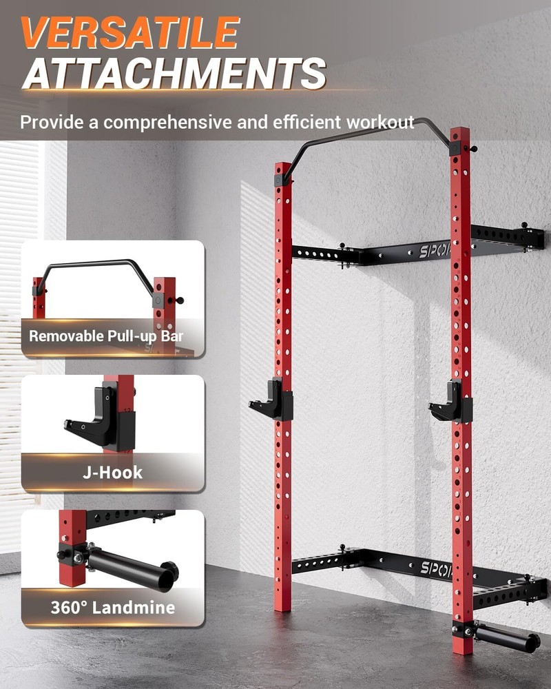 Power Cage Power Rack ,Wall Mounted Squat Rack 1000 LBS with Pull Up Bar J Hooks