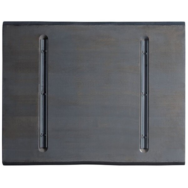 24" x 30" Rectangular Solid Wood Live Edge Restaurant Table Top in Gray Wood Fin