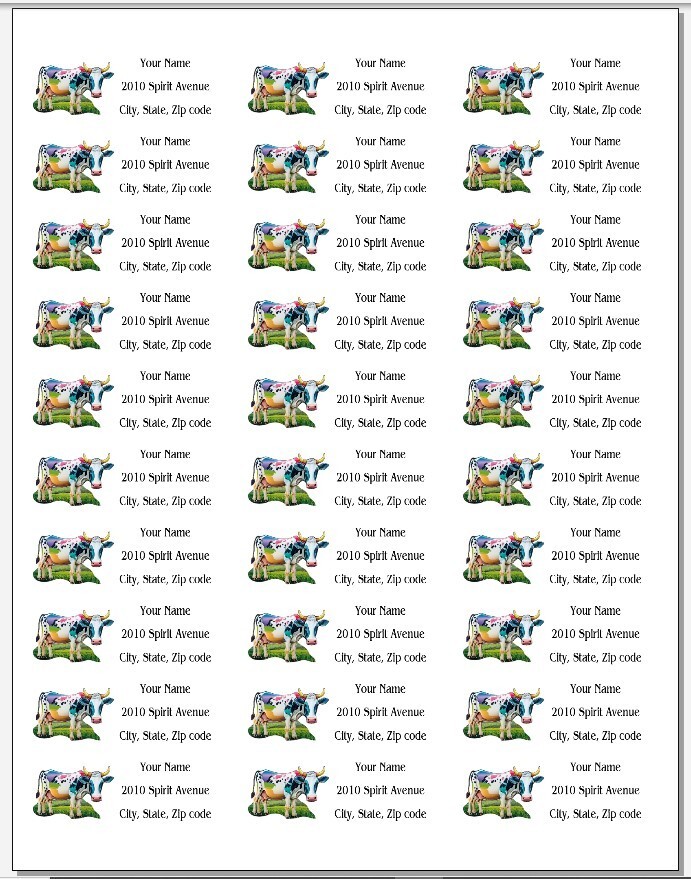 150 Cow Rainbow art Mailing Return Address Labels Personalized