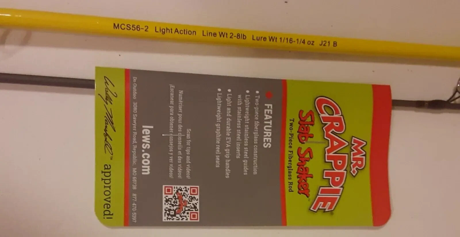 lot of 3 LEWS MR CRAPPIE SLAB SHAKER 5'6" LIGHT 2 PIECE SPINNING ROD