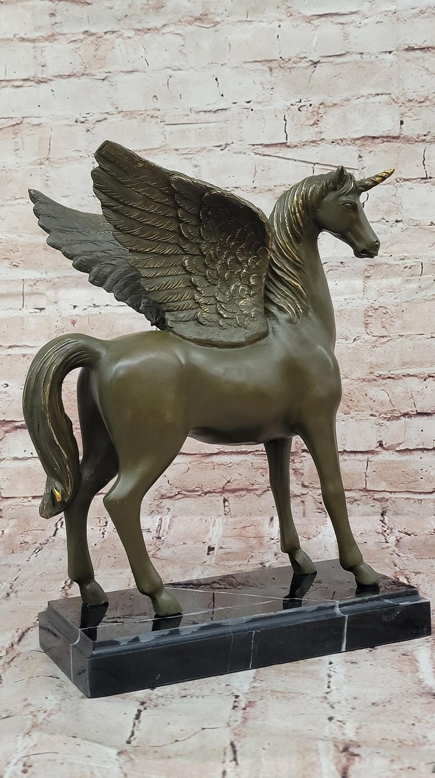 Bronze Pegasus Unicorn Statue – Mythical Winged Horse Sculpture Signed Numbered