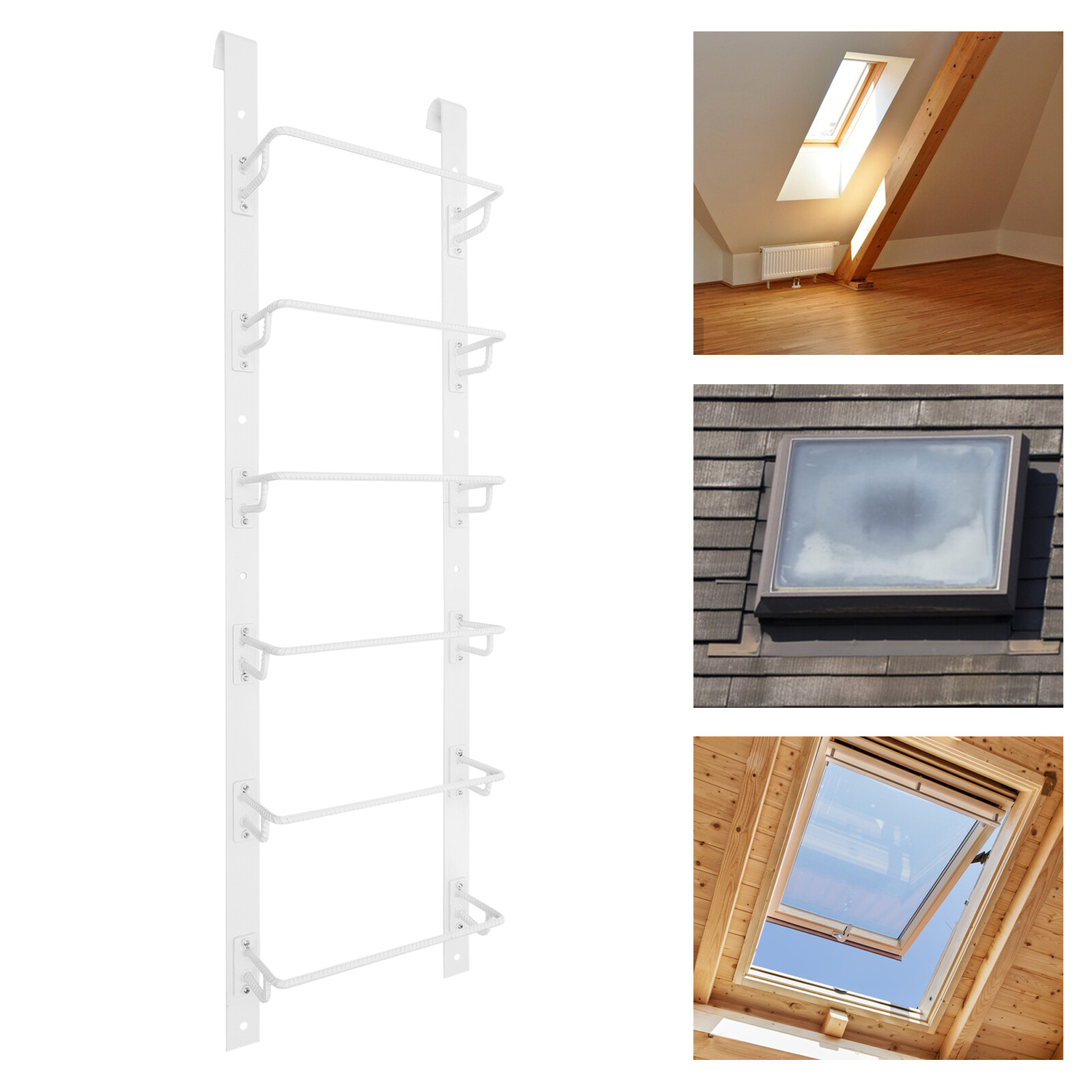 6-Steps Steel Window Well Ladder Egress Ladder Heavy-Duty Window Well Ladder
