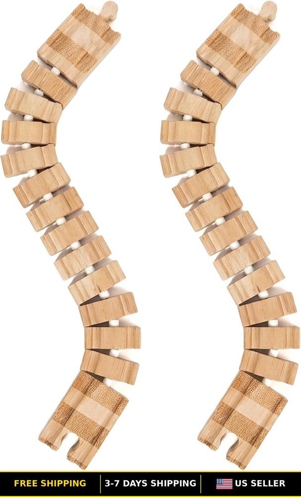 2-Pack Bendable Wooden Train Tracks - Accessories for Kids Train Sets