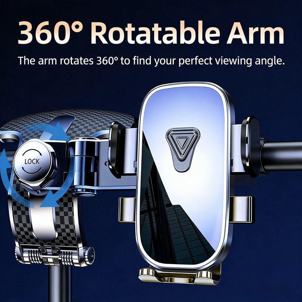 Universal Car Phone Mount – Dashboard & Mirror Clip, 360° Rotatable Clip Bracket