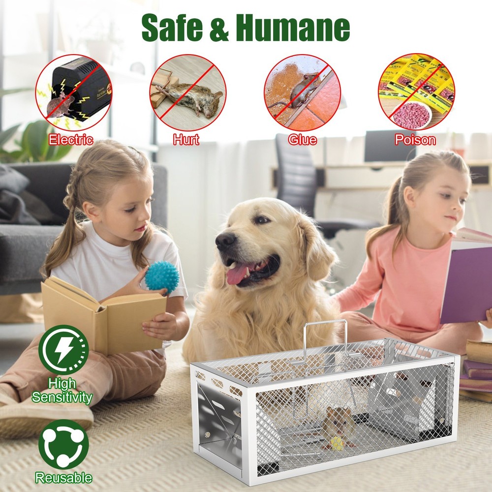 2Pcs Humane Live Mouse Traps Automatic Continuous Catching Rat Trap for House
