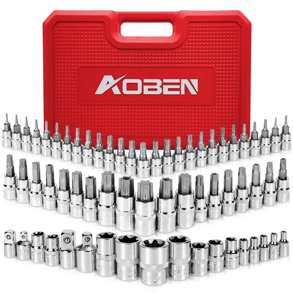64Pcs Master Torx Bit Socket and External Torx Socket Set, 1/4, 3/8, 1/2-inch...