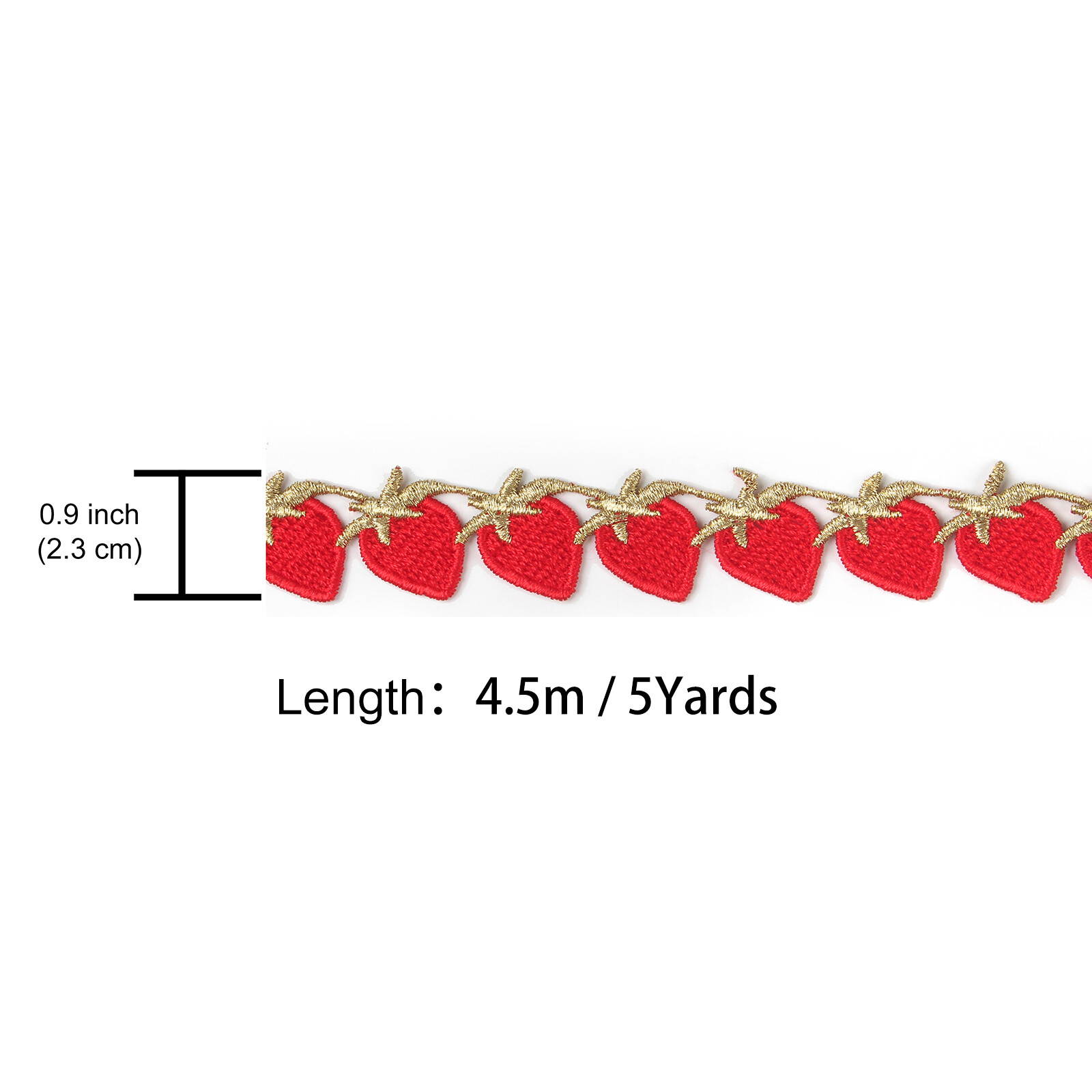 5 Yards Strawberries Shaped Embroidered Lace Trim Ribbon