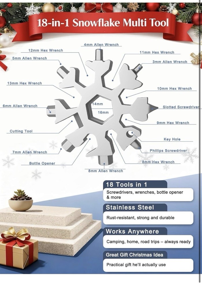 18-in-1 Snowflake Multi Tool 2 Pack