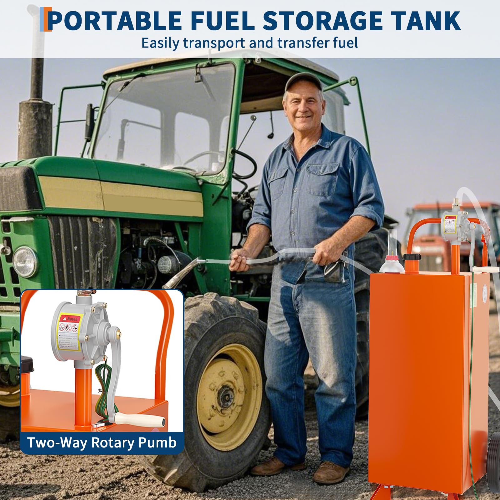 30/35/40/50 Gallon Fuel Caddy Fuel Storage Tank w/ Manual Transfer Pump & Wheels