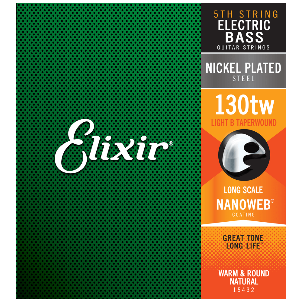 Elixir NANOWEB Nickel 5th Bass String — 15432 Long Scale, Taperwound, Light .130