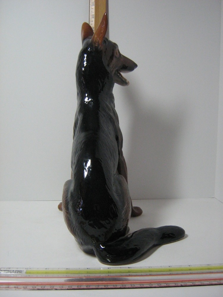 14 GERMAN SHEPHERD PAIR LARGE GLAZE POPPED REPAIRED CONDITION NICE DISPLAY