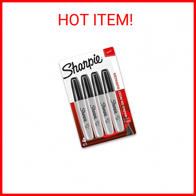SHARPIE Permanent Markers, Chisel Tip, Black, 4 Count