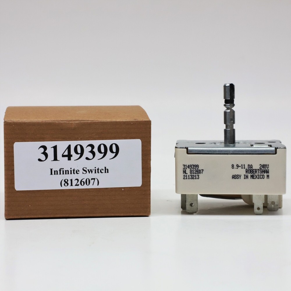 3149399 Infinite Control Switch for Whirlpool Range Stove Burner Eye 812607