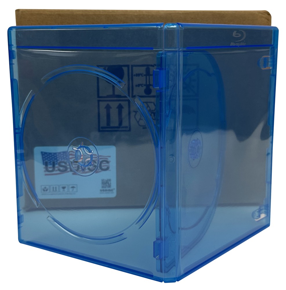 USDISC Blu-ray Cases Standard 12mm, Triple 3 Disc (Clear Blue) Lot