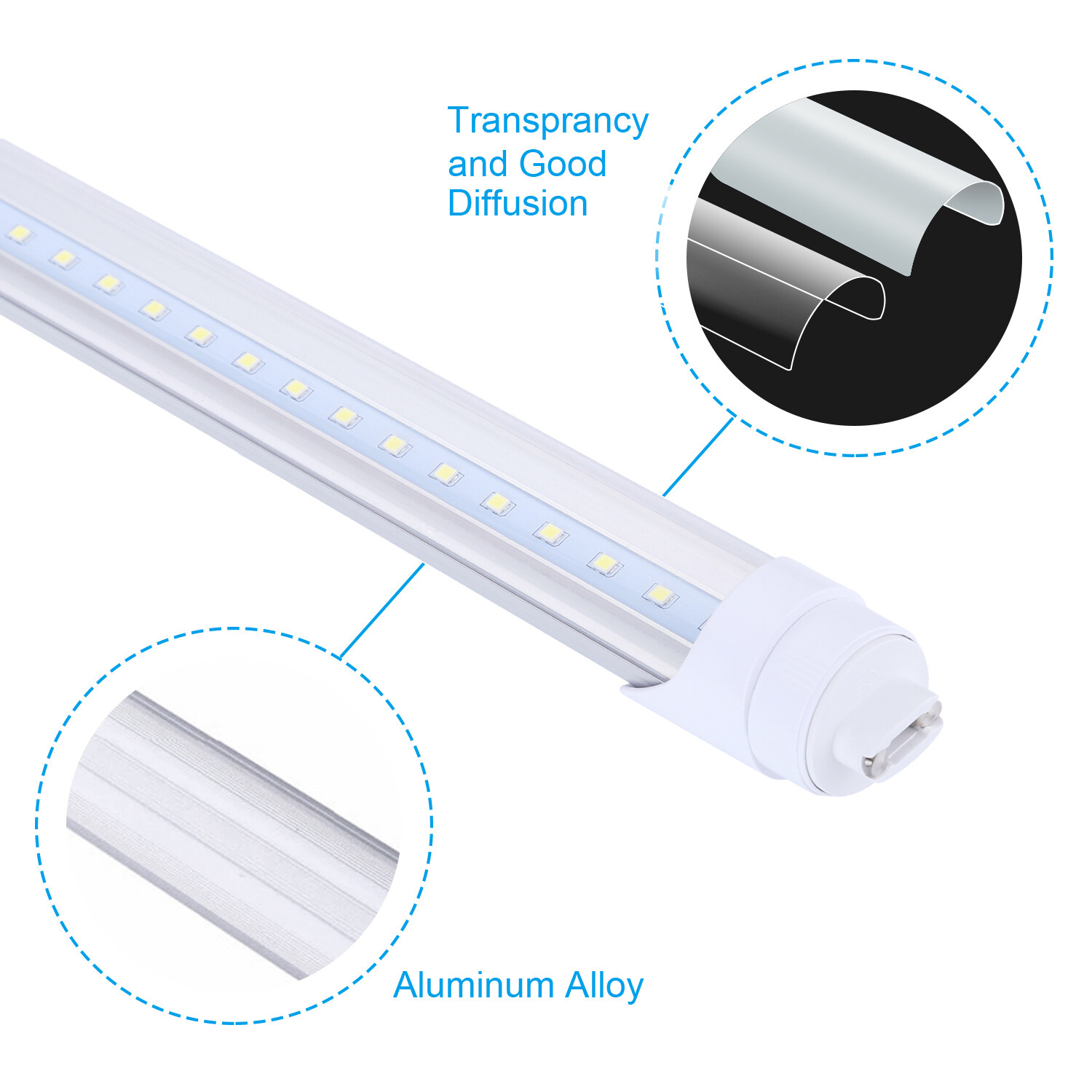 T8 8FT R17D HO Led Tube Light 8' Led Bulbs 65W 45W 8Foot Led Shop Light 6000K