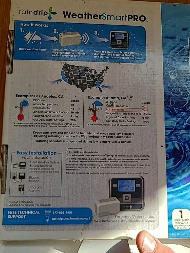 Raindrip Weather Smart Pro Sprinkler Timer Bundle Complete 6Station Box RSC600is