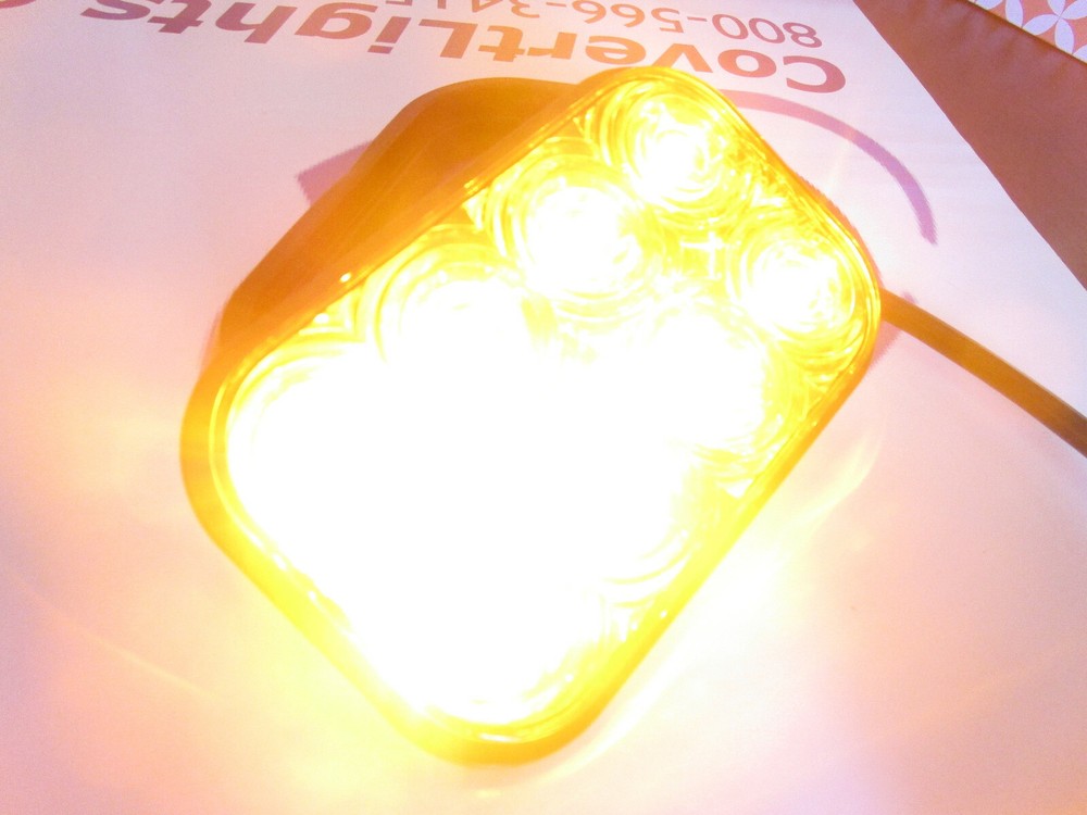 TecNiq 2pk Amber 4" Rectangular Flashing Strobe Warning Grommet Mount LED Lights