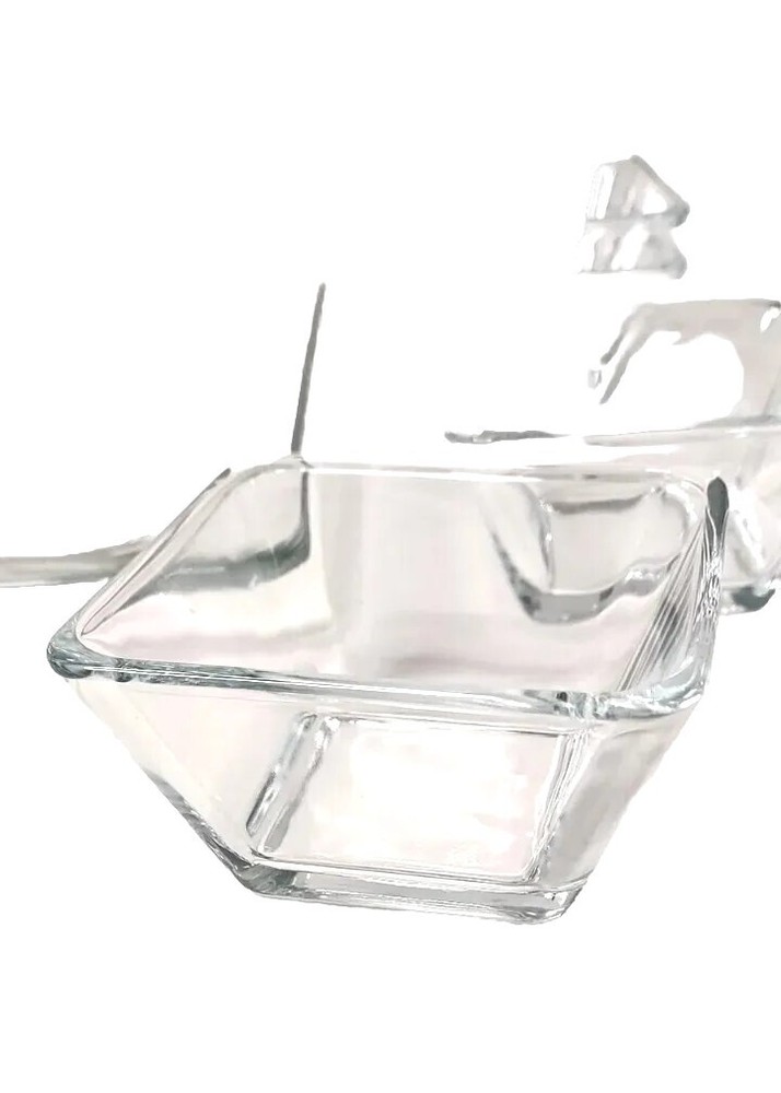 5 Pc Glass Serving Set Just Tasting By Libbey W/ Platter & 4 Small Square Bowls