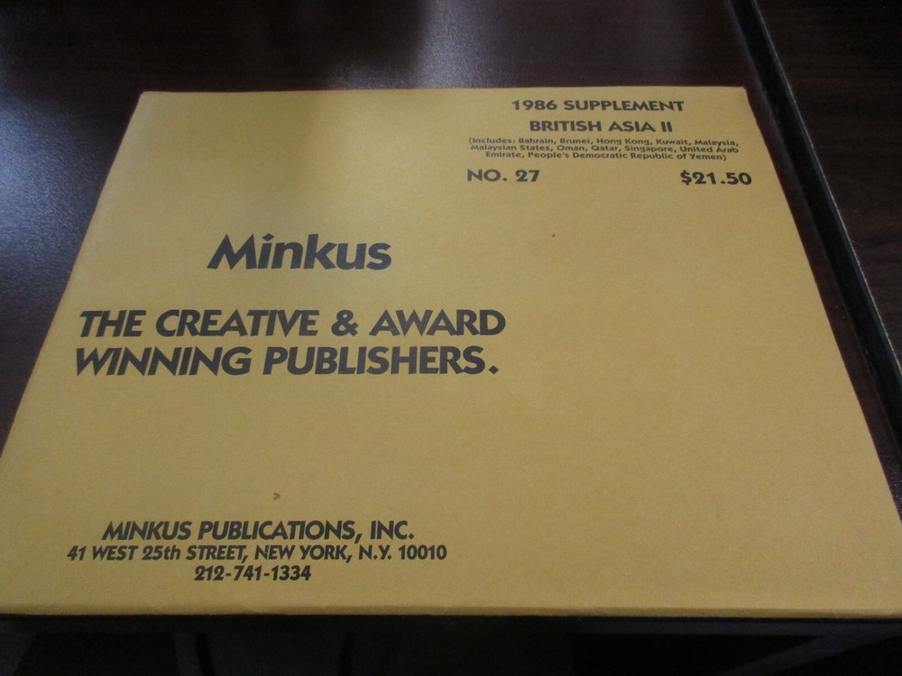 "MINKUS"  SUPPLEMENT  1986 BRITISH ASIA 2 No.27   W/FREE SHIPPING!!!