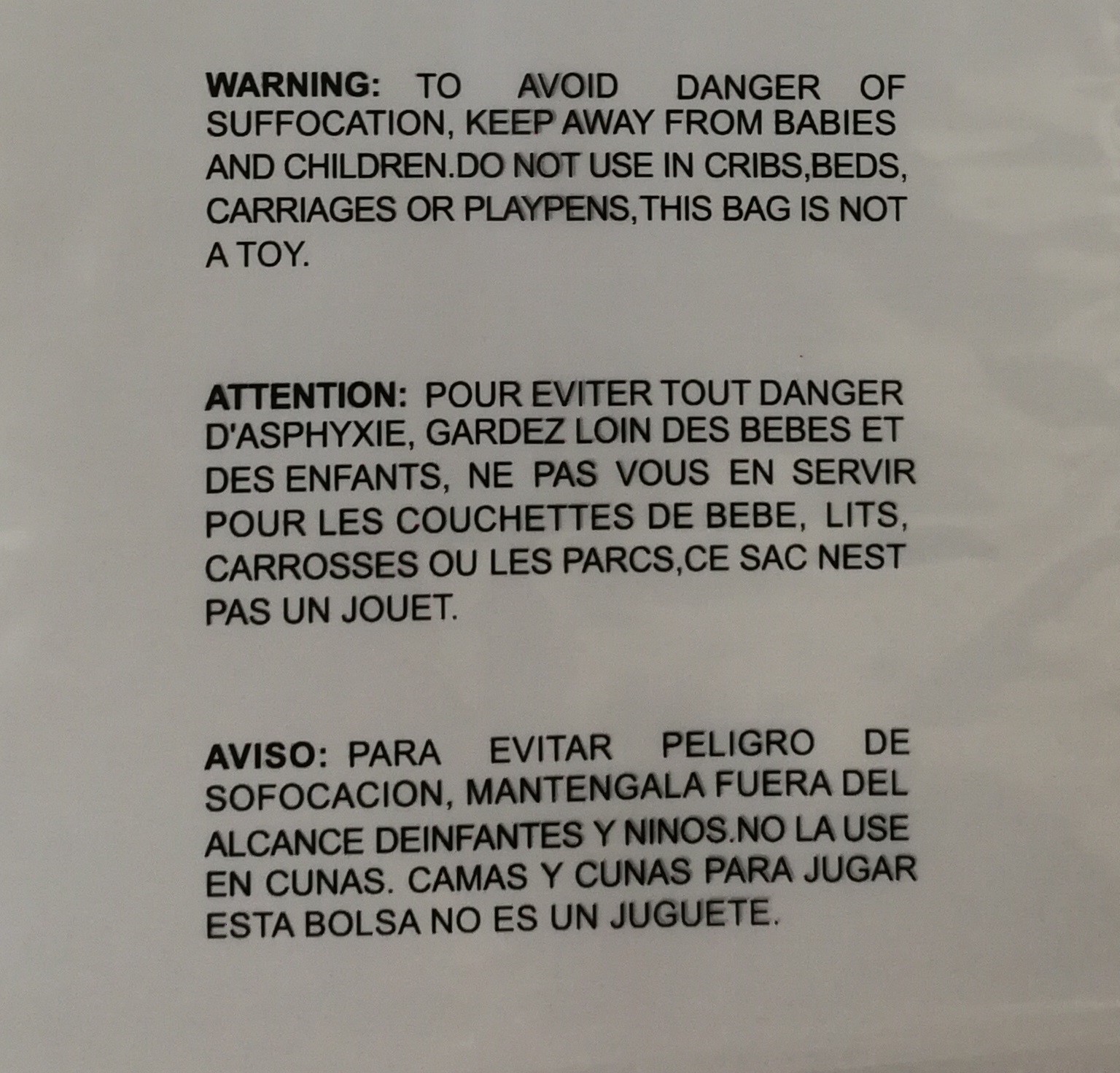 Clear Poly Suffocation Warning Self Seal FBA Bags Free Shipping