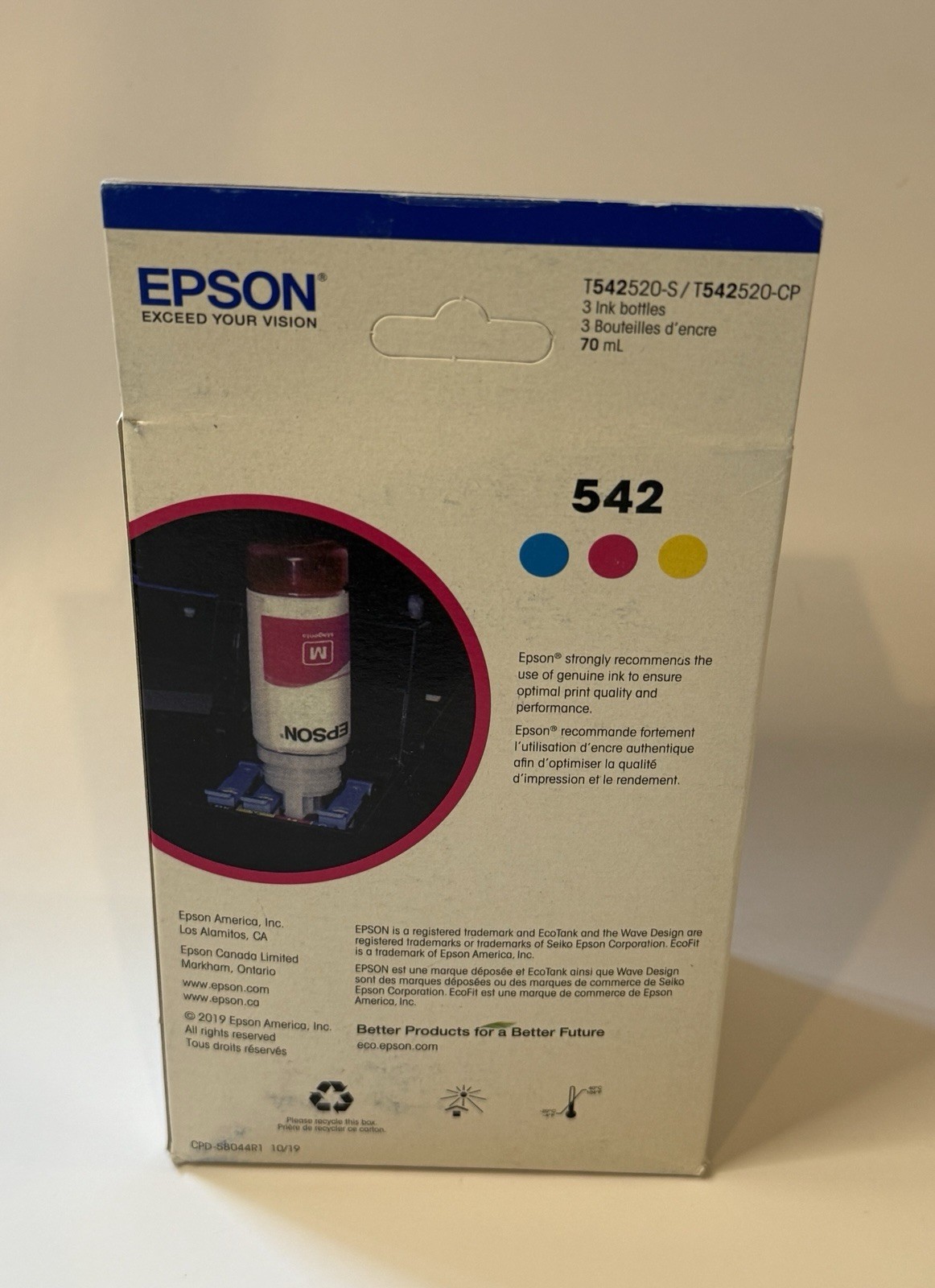 Genuine Epson 542 Ink Bottle 3 Pack for ET-5150 ET-5850 ET-16500 ST-C8000 NEW US