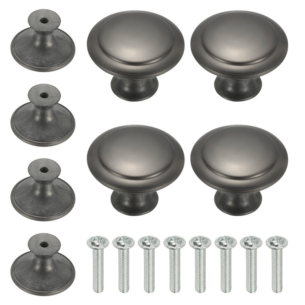 8 Pcs Stainless Steel Knobs, Single Hole Pull with Screw, 30mm Gray