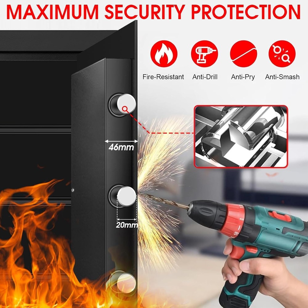 1.3 Cuft Safe Box Fireproof Waterproof, Digital Security Safes for Home Use Fire