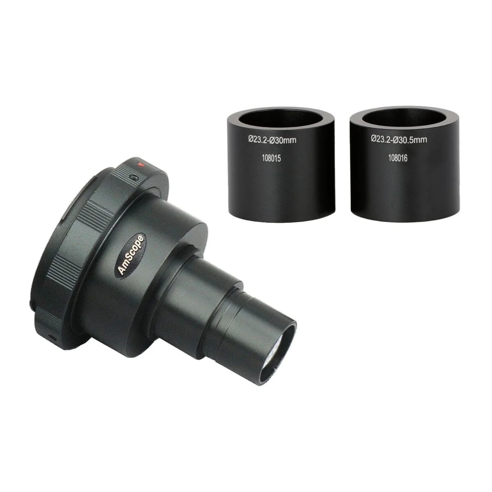 AmScope Canon SLR/DSLR Camera Microscope Adapter 2X Magnification w 2 Adapters