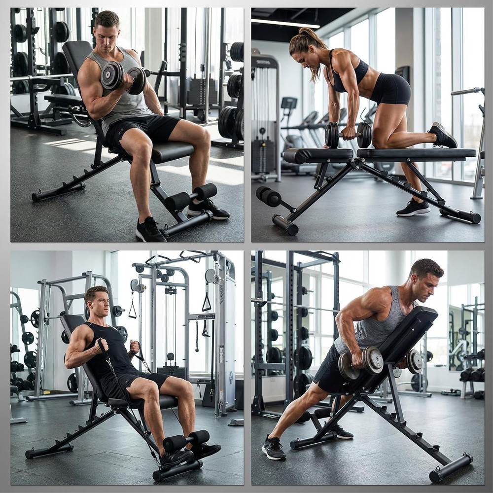 Adjustable Weight Bench Foldable Workout Bench Home Gym Full Body Strength Train