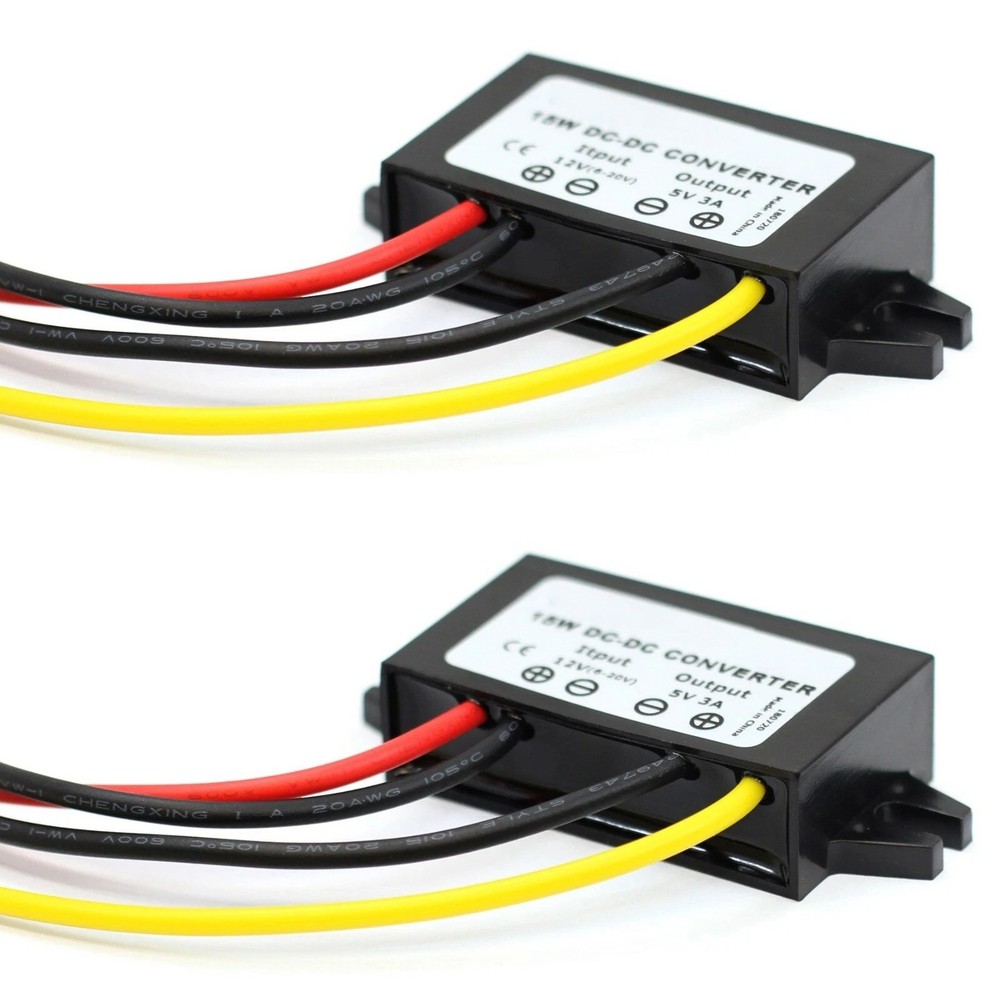 Accessory 2pcs Waterproof 12V to 5V Step Down Converter 3A 89% Efficiency Module
