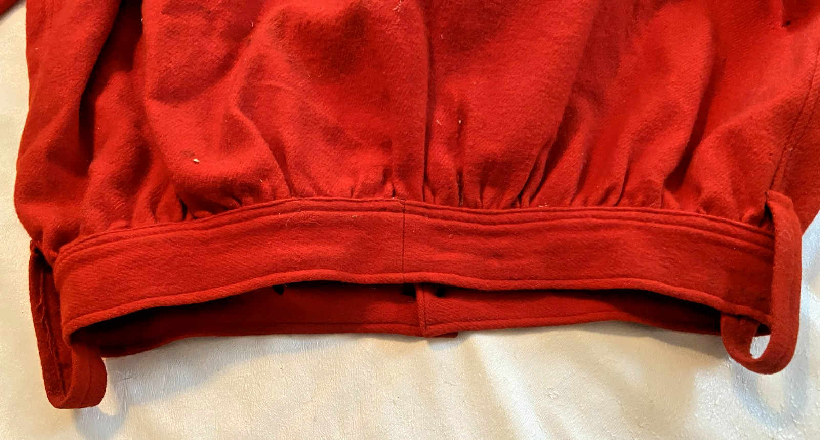 RARE FIND! 1880'S HEAVEY RED WOOL BASEBALL BIB TOP OR FIREMAN BIB TOP-CA7 LOGO